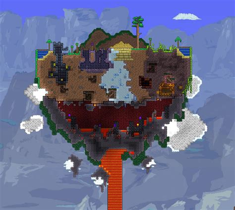 Terraria floating island - The Starfury is a sword which occasionally summons a star projectile from the sky to the location of the cursor when swung. It costs no ammunition or mana, emits light, deals 1.5× (Desktop, Console and Mobile versions) / 2× (Old-gen console and 3DS versions) the sword's damage (37 (Desktop, Console and Mobile versions) / 44 (Old-gen console and 3DS versions) base damage) but no knockback&#91 ... 